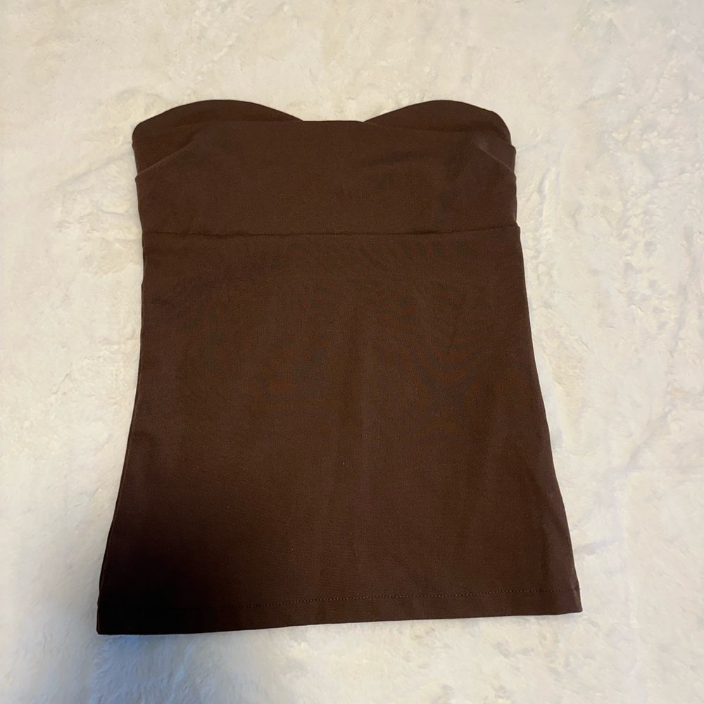Zara Brown Strapless Crop Top